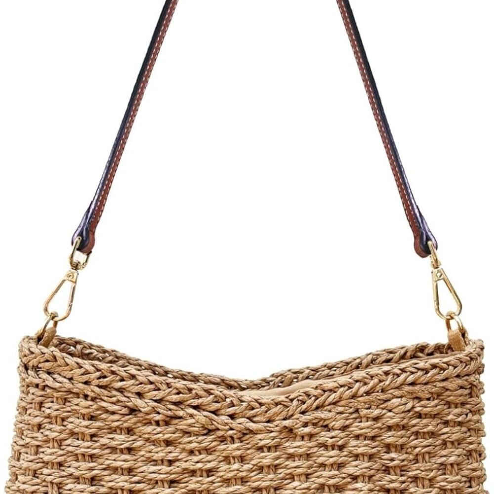 Women Small Straw Handbag Mini Summer Beach Purse Vacation Shoulder Bag